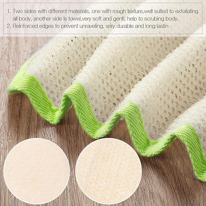 Tatuo 5 Pcs Exfoliating Face and Body Wash Cloths Towel Weave Bath Exfoliating Scrub Massage Bath Cloth for Women and Men, 10.63 x 9.05 Inch(Green, Orange, Pink, Purple, Red Edge)