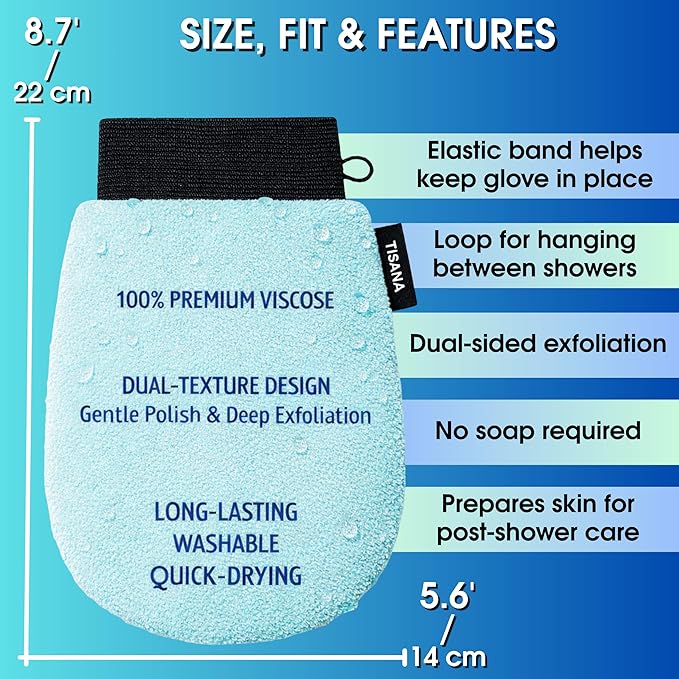 Exfoliating Glove for Shower – Dual-Sided Body & Face Scrubber Mitt – Deep Exfoliation Washcloth Mittens – Dead Skin & Tan Remover for Body – Body Exfoliator Loofah Wash Cloths for Showering (1-Pack)