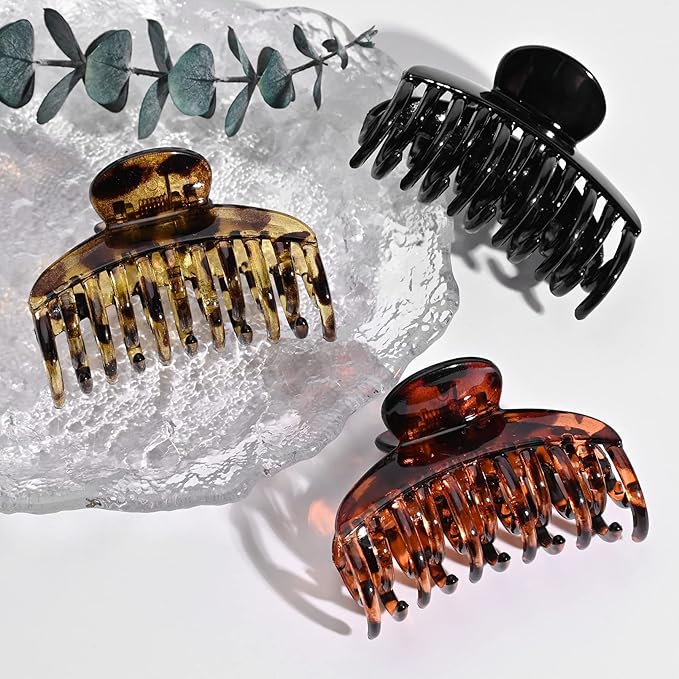 DEEKA 6 PCS 2.5 Inch Double Row Teeth Hair Claw Clips Small Tortoise Shell Plastic Hair Jaw Clips Hair Barrettes Thick Medium Thin Hair Clips for Women