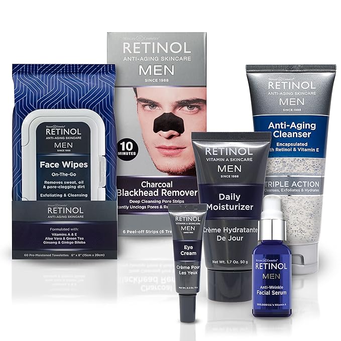 LIVAURA Retinol Men Facial Wipes Anti-Aging Cleansing Towelettes - Quickly cleanse face from sweat, oil and pore-clogging dirt without any heavy residue (60 Count (Pack of 1))
