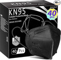 Hotodeal KN95 Face Masks 40 Pcs, Black Kn95 Masks for Adults, 5 Layers Cup Dust Mask for Men, Women, Healthcare/Essential Workers