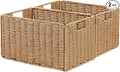 Vagusicc Wicker Storage Basket, Set of 2 Hand-Woven Paper Rope Wicker Basket, Small Storage Baskets for Organizing Toilet Paper Basket, Foldable Large Cube Storage Organizer Bins for Shelves (Natural)