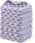 Jacquotha Cotton Washcloth 12 Pack (Lilac Checkered), Soft Absorbent Washcloths Facecloth, Cotton Face Towels Set for Body Showering 13x13 Inches, Gifts