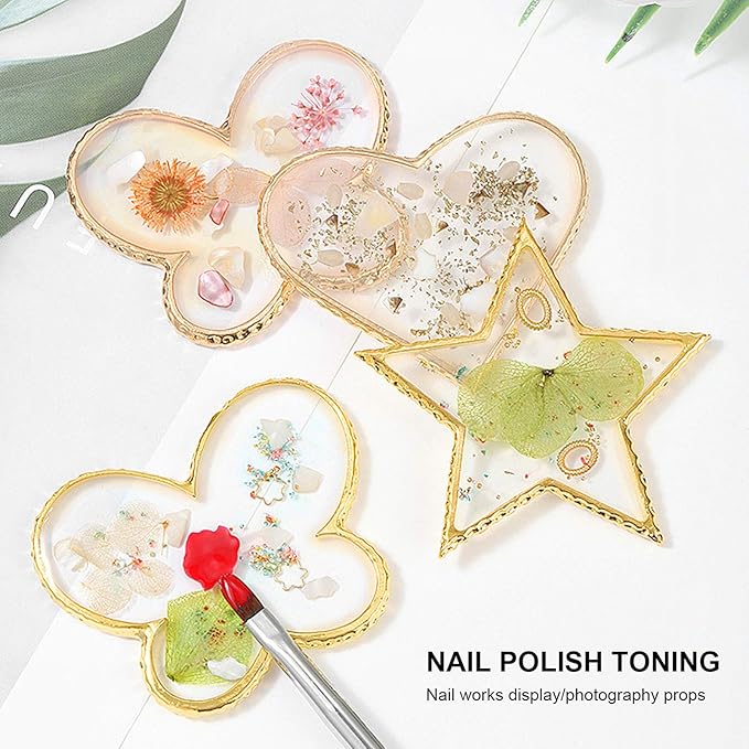 Nail Palette, 4Pcs/Set Nail Palettes Kit Polish Color Mixing Board Nail Art Display Plate Manicure Tool DIY Nail Tips Painting Tray Pallet Makeup Mixing Palette for Home Salon Use