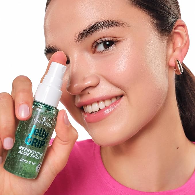 essence | Jelly Grip Refreshing Aloe Spray | Hydrating Gel-to-Mist with Aloe Vera for a Fresh, Glowy Finish | Preps, Sets & Refreshes Makeup | Vegan & Cruelty-Free