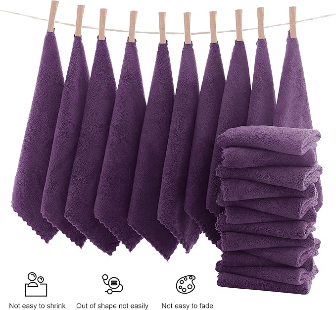 MOONQUEEN Ultra Soft Premium Washcloths Set - 12 x 12 inches - 72 Pack - Quick Drying - Highly Absorbent Coral Velvet Bathroom Wash Clothes (Plum)
