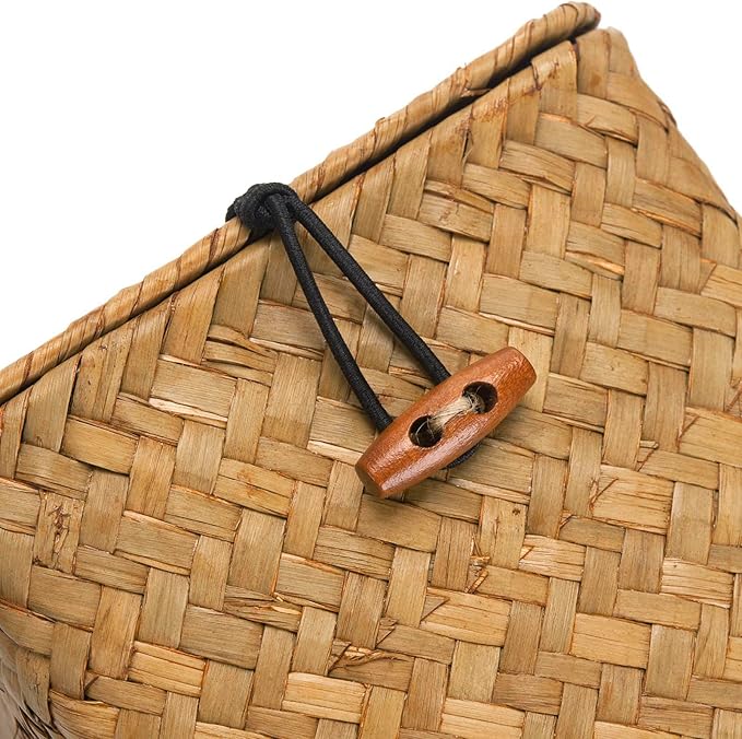Tissue Box Cover Square, Seagrass Tissue Box Holder, Woven Facial Tissue Holder, Rattan Wicker Tissue Box, Decorative Tissue Cover for Dinner Table, Living Room, Bathroom, Bedroom, Office (Natural)