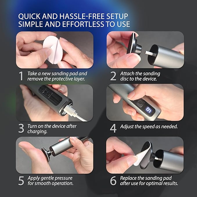 Electric Foot Callus Remover – Rechargeable Metal Foot File for Dead Skin & Cracked Heels – 9 Speed Professional Pedicure Tools with 60 Sanding Discs – Powerful Heel Scraper for Feet, Black