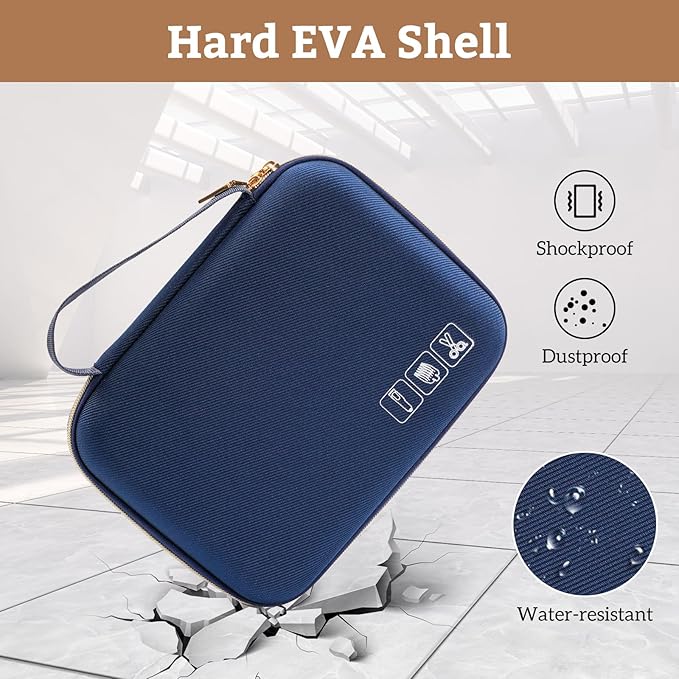ProCase Hard Travel Case for Hair Clippers, Hair Cutting Barber Supplies Holder, Trimmer Organizer Storage Bag for Hatteker/Oneisal/Wahl 7Star/Andis Men Razor Guard Grooming Kits -Navy