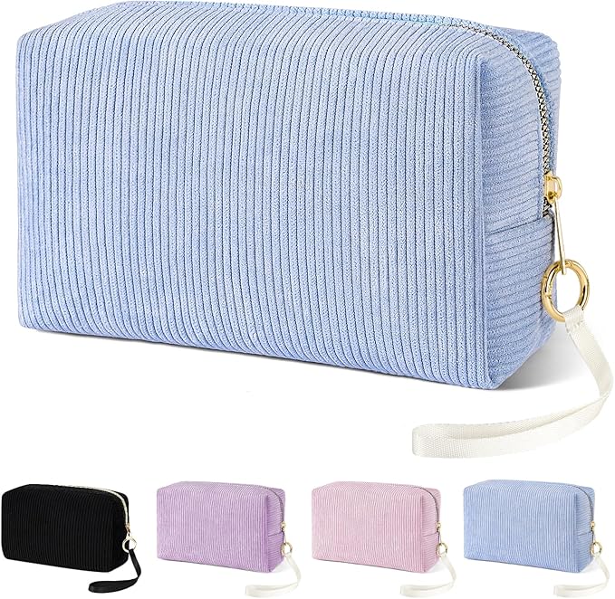 Tampon Holder for Purse, Corduroy Period Bag Sanitary Napkin Storage Bag for Girls Womens, Portable Feminine Emergency Pad Period Pouch (Blue)