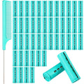 48 Pieces Cold Wave Plastic Curlers with Pintail Comb and Steel Rat Tail Comb for Hairdressing Styling (Green, 0.98 Inch/ 2.5 cm)
