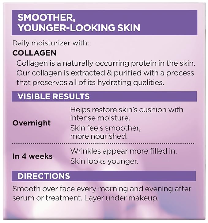 L’Oreal Paris Collagen Daily Face Moisturizer, Anti Aging Face Cream to Reduce Wrinkles and Provide Intense Hydration, 1.7 oz