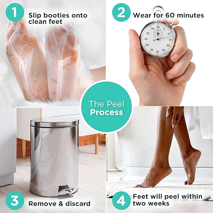 DERMORA Foot Peel Mask | Skin Exfoliating Foot Masks for Dry, Cracked Feet & Callus Removal | Dead Skin Exfoliator for Baby Soft Feet | Pack of 2 | Regular (Fits up to Men 10 / Women 11) | Tea Tree