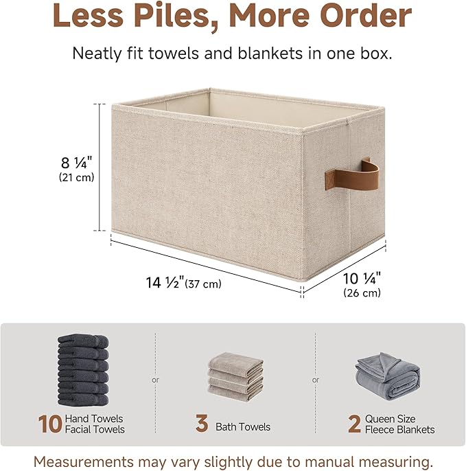 StorageWorks Shelf Baskets for Organization, Linen Closet Organizers and Storage Basket, Foldable Storage Bins, Closet Organizer Bins for Clothes, Brown & Beige, 3-Pack, Large