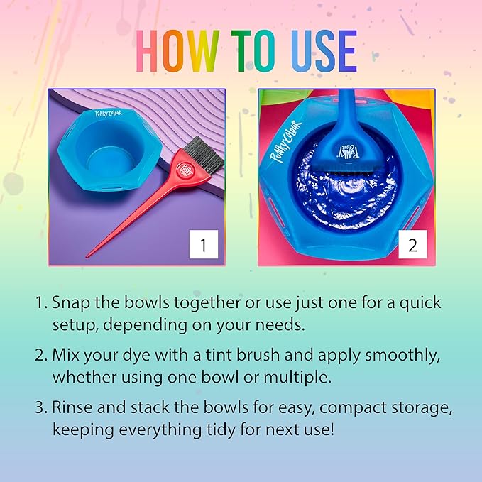 Punky Colour Hair Dye Brush and Bowl Set - Multi-Color Hair Coloring Tools with Hair Dye Brush & Mixing Bowl, DIY Dying & Bleaching for Salon & At-Home Use