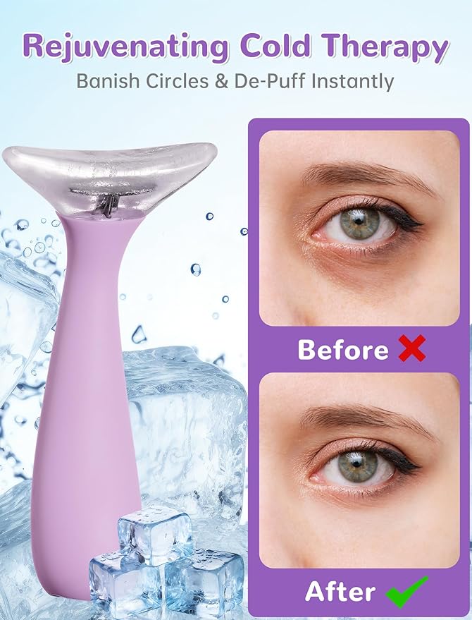 NiHome Purple Silicone Facial Ice Mold Tool, Reusable Cooling Face and Body Stick for Puffiness Relief, Pore Tightening, Sun-Exposed Skin Soothing, Headache Refreshing Care, Portable with Handle