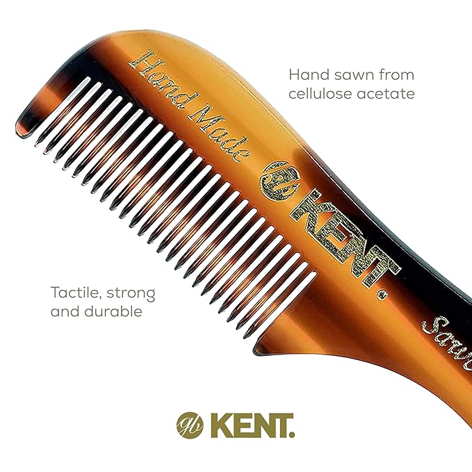 Kent A 81T X-Small Men's Beard and Mustache Comb, Fine Toothed for Facial Hair Grooming and Styling. Quality Cellulose Acetate, Saw-cut Polished. Made in England