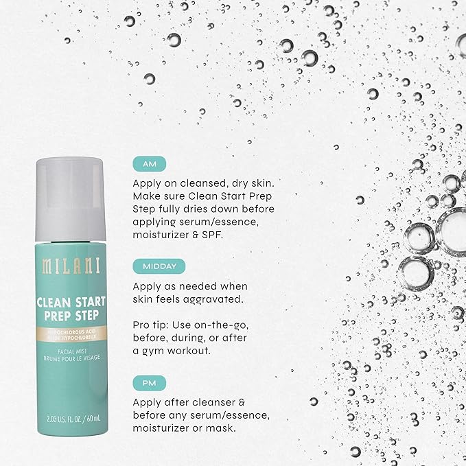 Milani Clean Start Prep Step Hypochlorous Acid Facial Mist, Pack of 1
