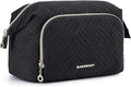 BAGSMART Travel Makeup Bag, Cosmetic Bag Small Make Up Organizer Case,Wide-open Pouch for Women Purse for Toiletries Accessories Brushes Black