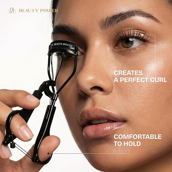 Eyelash Curler - Precision Lash Lift in Seconds with 5 Replacement Pads, Eyebrow Brush & Satin Travel Bag - Gentle & Safe, Stainless Steel for Perfect Extra Curls - Gift Idea (Extra Curl)