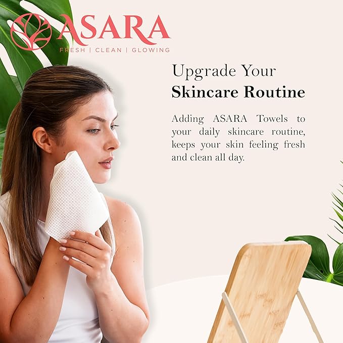 Clean Face Towels Disposable XL Facial Wipes | Add Water As a Makeup Remover | Sensitive Skin Face Towels | Organic Vegan Biodegradable - Clean Daily Towelettes | by Asara (200 Count)