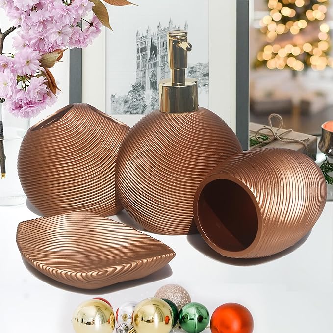 LUANT Bathroom Accessories Set Including Cup, Toothbrush Holders, Soap Dishes and Soap Dispenser, Bronze