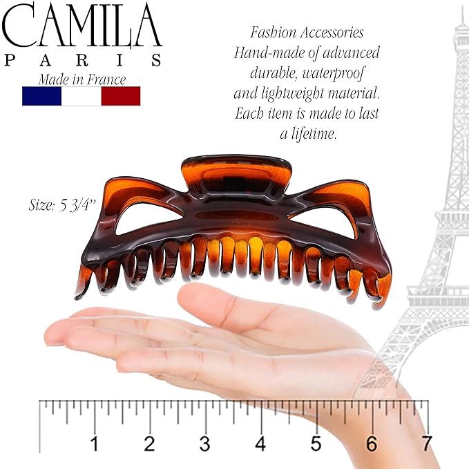 Camila Paris CP118 French Large Hair Clips for Women Thick Hair for Long Wavy Curly Hair, Girls Hair Claw Clips, Styling Big Hair Clip for Thick Hair, Strong Hold No Slip Grip Claw Clip Made in France