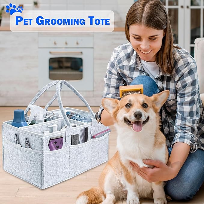 Pet Grooming Tote Bag, Dog Storage Organizer for Grooming Supplies Multiple Pockets, Lightweight and Durable Design (Bag Only)