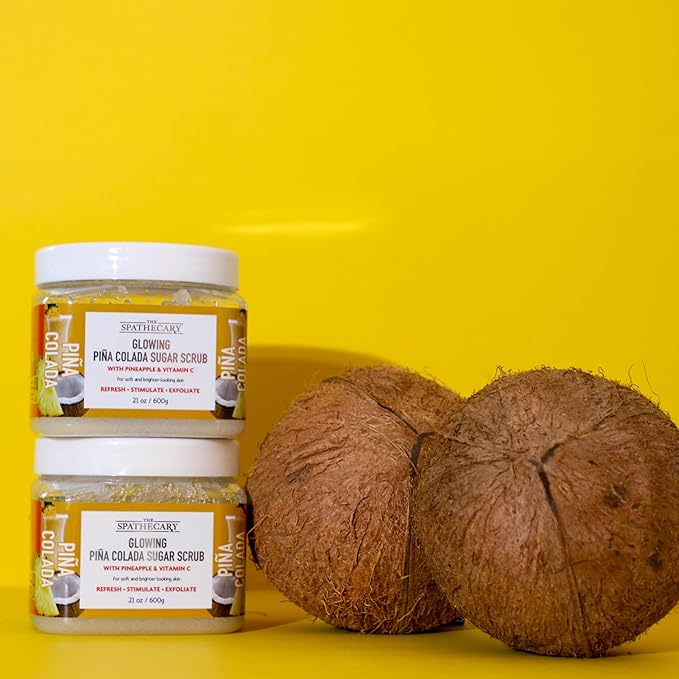 Pina Colada Sugar Scrub - Exfoliating & Hydrating Body Scrub With Pineapple and Vitamin C for Softer, Glowing & Brighter Smooth Looking Skin, Body Care Exfoliator & Cleanser, 21 oz