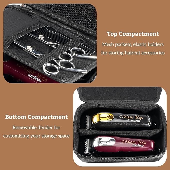ProCase Hard Travel Case for Hair Clippers, Hair Cutting Barber Supplies Holder, Trimmer Organizer Storage Bag for Hatteker/Oneisal/Wahl 5Star/Andis Men Razor Guard Grooming Kits -Small & Black