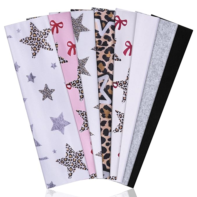 8 Pack Headbands for Women Non Slip - Stylish Sports Hair Bands for Women's Hair - Soft Cotton Cloth Stretchy Headbands for Women for Yoga, Outdoor Exercise Running