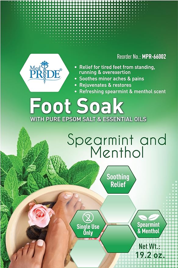 MED PRIDE Menthol Epsom Bath Salts for Pain Relief, Soothing Muscle Recovery & Relaxation with Essential Oils (Foot Soak 19.2 Ounce (Pack of 1))