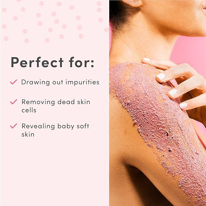 Sand & Sky Body Scrub Exfoliating Scrub Body Exfoliator - Australian Pink Clay Shimmer Body Polish with Macadamia Oil, Cellulite & Keratosis Pilaris, Biodegradable Glitter, 6.8 oz