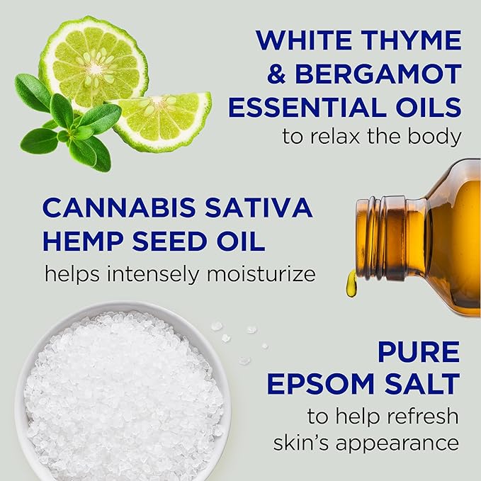 Dr Teal's Body Wash with Pure Epsom Salt, Cannabis Sativa Hemp Seed Oil, 24 fl oz (Pack of 4)