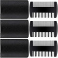 3 Pieces Beard Comb for Men Natural Sandalwood Wooden Mustaches Combs Dual Action Teeth Beard Comb with 3 Pieces Pocket Faux Leather Case for Beards Mustaches(Black)
