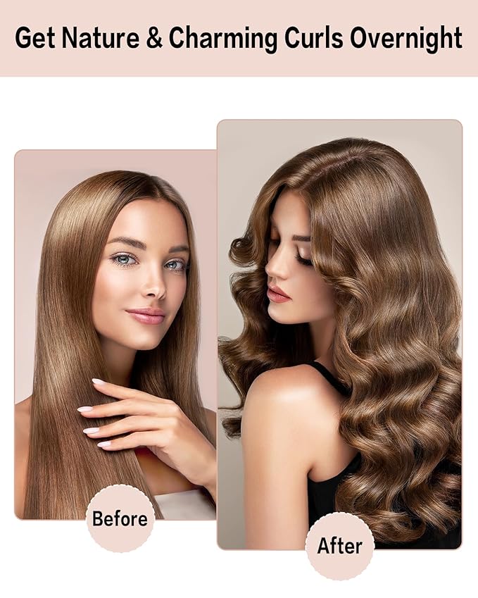 Heatless Curls Overnight with Satin Head Scarf, Velvet Hair Rollers for Blowout Look, No Heat Curling Rod for Long Thick Hair, Soft Sleep In Flexi Rods