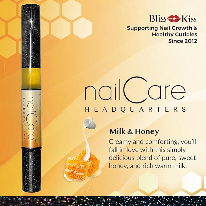 Nail Care Headquarters Simply Pure Cuticle Oil Pen for Nails - Nail Strengthener & Growth Serum for Damaged Nails, Hangnails w/Jojoba cuticle oil—Milk & Honey Fragrance