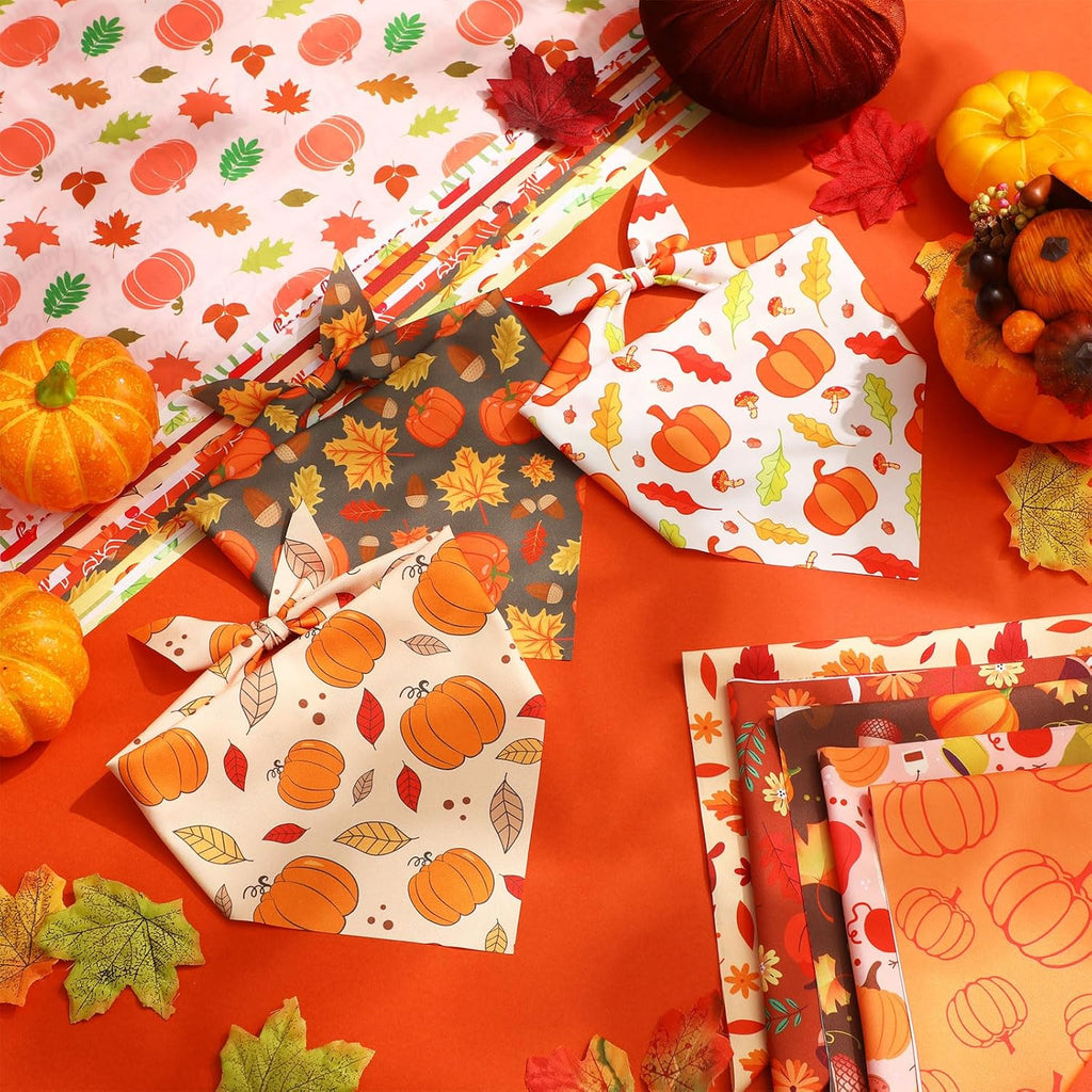 Chunful 100 Pieces Fall Dog Bandanas Bulk Autumn Pet Bandanas with Pumpkin Patterns Triangle Scarf Bib Kerchief Set for Small Large Dog Thanksgiving Costume Accessories (31.5 x 21.7 x 21.7)