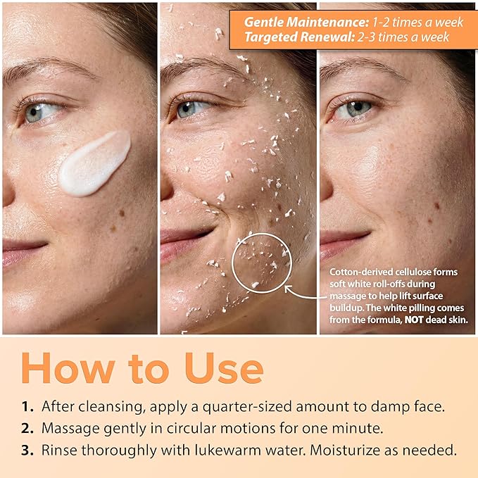 Ebanel 2-Pack Brightening Peeling Gel with Cotton Cellulose, Rice, Papaya, Centella, Hyaluronic Acid for Face and Body, Gentle Exfoliating Face Scrub Gel Peel Wash Pore Cleanser Minimizer Exfoliator