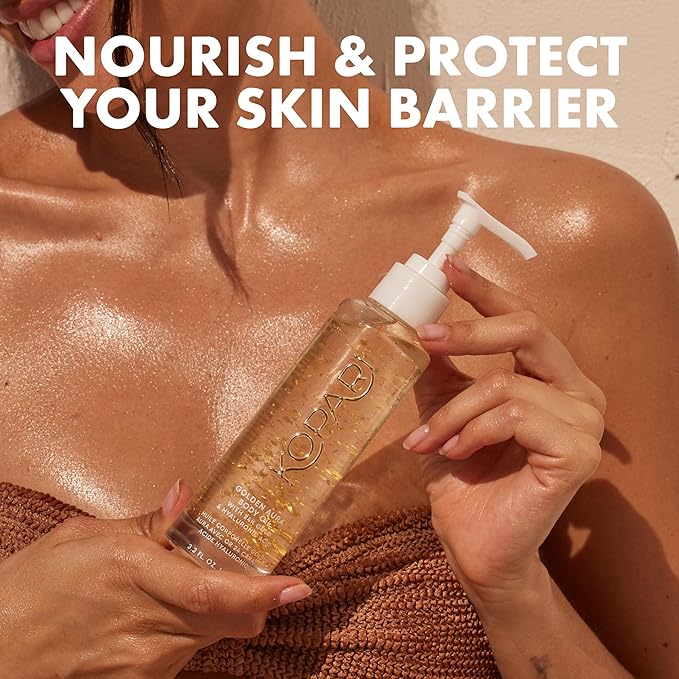 Kopari Golden Aura Body Oil with 24k Gold & Hyaluronic Acid - Hydrating Formula for Glowing Skin 3.3 oz