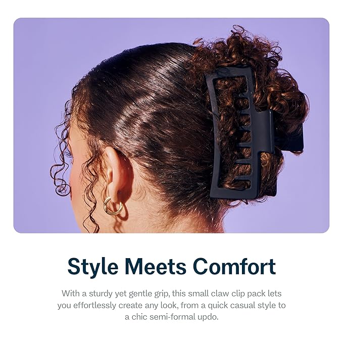 Gimme Beauty Double Claw Clip Duo - Creaseless Hair Clip Accessories for Thick, Thin & Curly Hair - Black & Tan