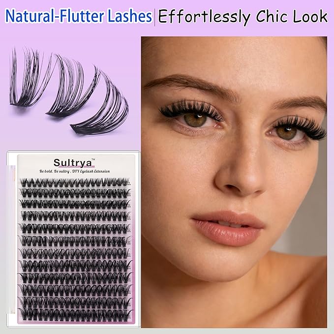50D Lash Clusters 240 PCS – DIY Individual Eyelash Extensions, Volume Wispy D Curl Cluster Lashes, Natural Look False Eyelashes for Daily Wear, Easy Self Application, Lightweight (9–16mm, 50D)