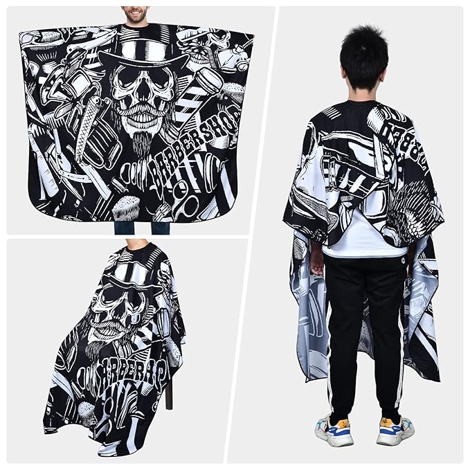 Professional Waterproof Leopard Hair Cutting Cape with Snaps, Polyester Salon Cape with Adjustable Neckline for Professional Stylists and Home Use