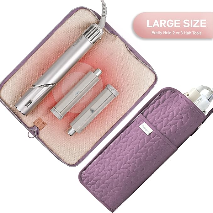 Hot Tools Organizer Heat Resistant Mat Case Hair Tools Holder Travel Bag Portable Hair Styling Tools Cover Pouch for Curling Iron,Flat Iron,Hair Straightener (Purple)