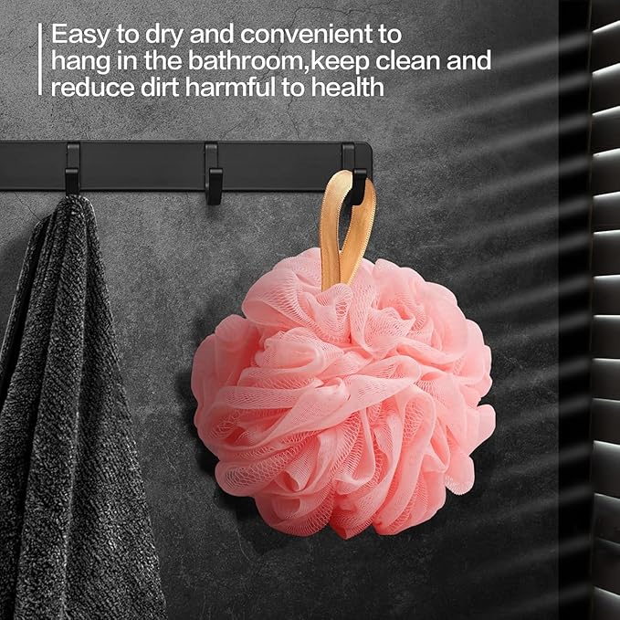 Fishent Loofah Bath Sponge, 4 Pack 70g Shower Loofahs Soft Mesh Pouf Shower Puffs Loofa Exfoliating Body Scrubber Ball for Men and Women