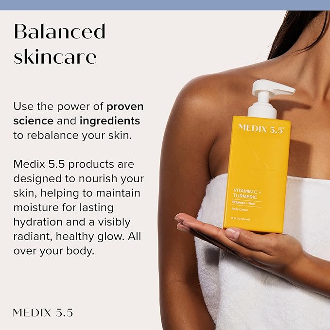 MEDIX Vitamin C Cream + Niacinamide Brightening Body Lotion | Anti Aging Moisturizer Vitamin C Lotion For Women & Men To Soften The Look Of Dark Spots, Wrinkles, & Uneven Looking Skin Tone, 15 Fl Oz