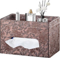 Fanousy Large Tissue Box Cover Rectangle with Tray on Top, PU Leather Facial Tissue Holder with Storage, Fits 230-Count Family Size Kleenex, Modern Nightstand Organizer for Bathroom Office Home Decor