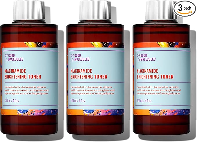 Good Molecules Niacinamide Brightening Toner Pack 3 – 120 ml / 4 fl oz Each | Facial Toner with Niacinamide & Arbutin for Even-Looking Skin