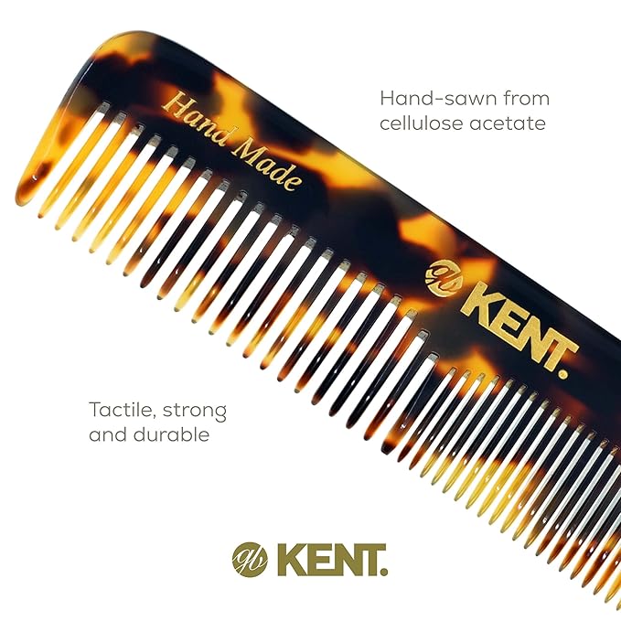 Kent OT TY Pocket Comb - Handmade Fine and Wide Tooth Hair Comb for Men, Women, and Kids - Travel, Beard, and Mustache Comb - Saw Cut and Hand Polished Made in England