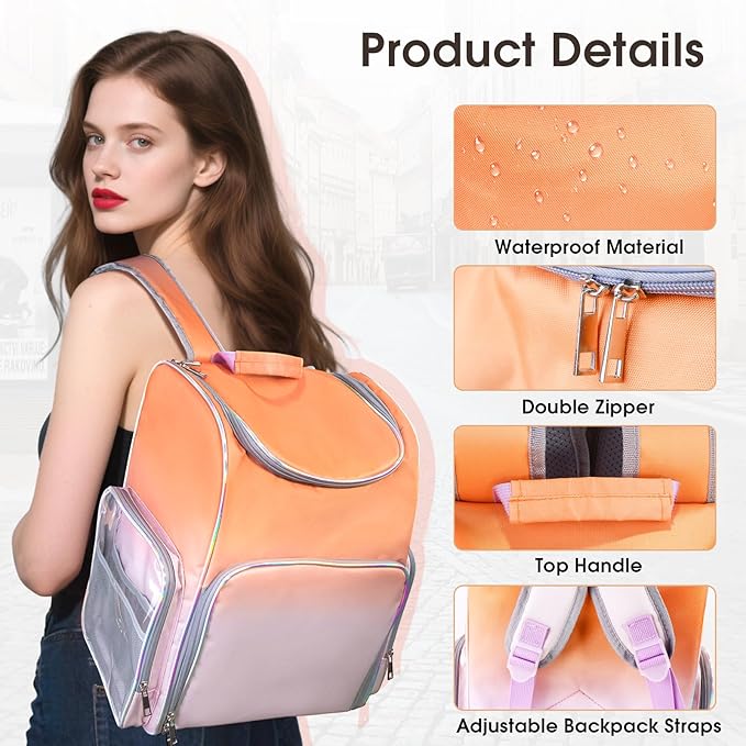 Nail Polish Organizer Bag Large Nail Polish Storage Organizer Case Backpack Holds 60 Bottles and Nail Lamp with 2 Removable Case Professional Nail Supplies Organizer for Manicurist